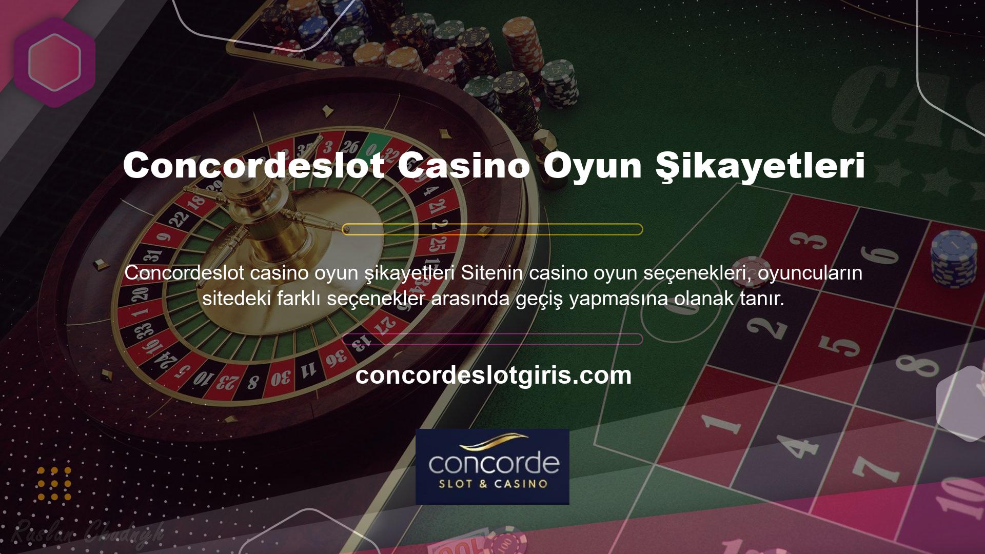 Site, bahisçilere Concordeslot casino oyunlarında herhangi bir şikayet olmadan bahis yapabilmeleri için gerekli bahis kurallarını sunmaktadır